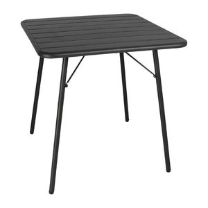 Bolero Slatted Square Steel Table Black 700mm (Single)