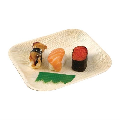 Fiesta Square Palm Leaf Plate 200x200 mm, Brown, Biodegradable (Pack of 100)