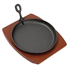 Olympia Cast Iron Round Sizzler with Wooden Stand Olympia Cast Iron Round Sizzler with Wooden Stand