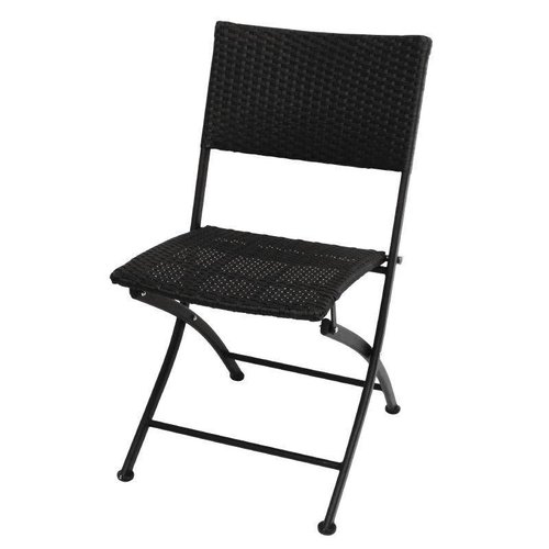 Bolero Black Folding Rattan Chair for Outdoor Use (Pack of 2)