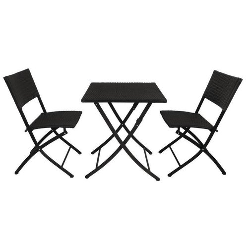 Bolero Black Folding Rattan Chair for Outdoor Use (Pack of 2)