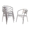 Bolero Silver Stackable Aluminum Chair for Outdoor Use (Pack of 4)