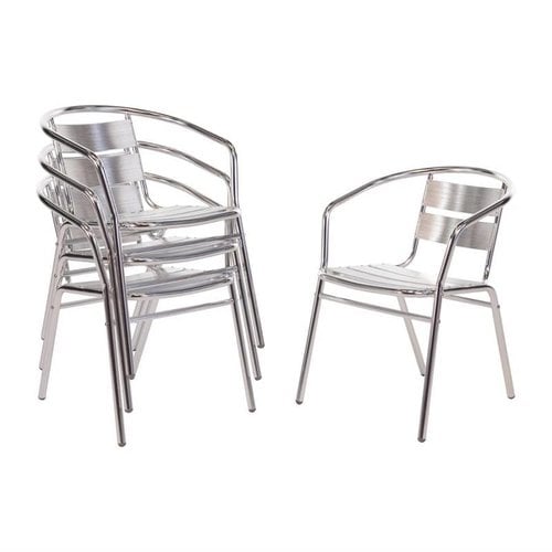 Bolero Krzesło aluminiowe sztaplowane srebrne, do użytku zewnętrznego (4 szt.)