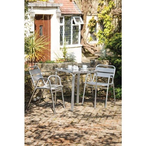 Bolero Silver Stackable Chair for Outdoor Use (Pack of 4)