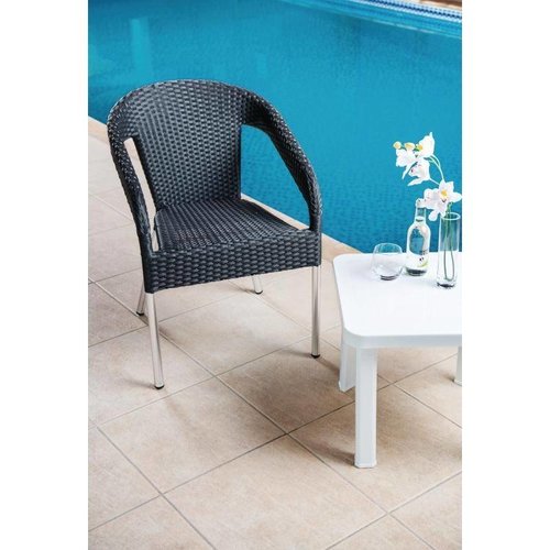 Bolero Krzesło sztaplowane z aluminiową ramą,czarne, do użytku zewnętrznego (4 szt.) Bolero Krzesło sztaplowane z aluminiową ramą,czarne, do użytku zewnętrznego (4 szt.)