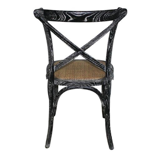 Bolero Brown Wooden Chair with Rattan Seat and Cross Backrest (Pack of 2) Bolero Brown Wooden Chair with Rattan Seat and Cross Backrest (Pack of 2)