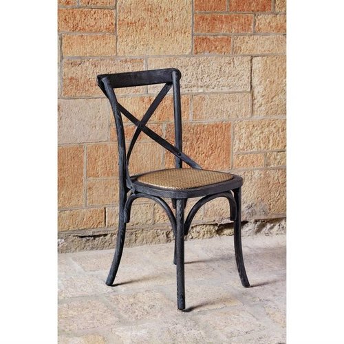 Bolero Brown Wooden Chair with Rattan Seat and Cross Backrest (Pack of 2) Bolero Brown Wooden Chair with Rattan Seat and Cross Backrest (Pack of 2)