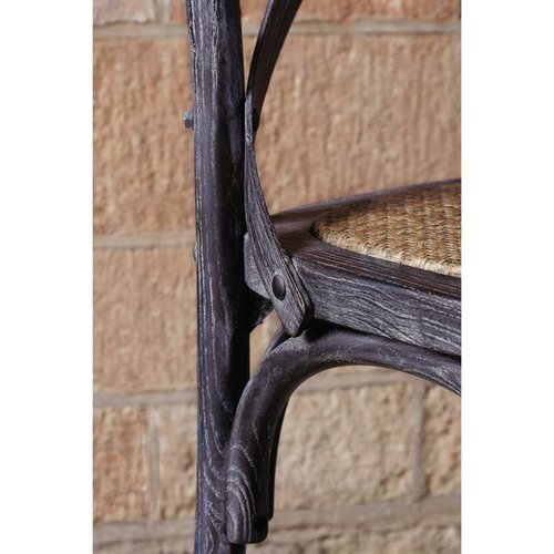 Bolero Brown Wooden Chair with Rattan Seat and Cross Backrest (Pack of 2) Bolero Brown Wooden Chair with Rattan Seat and Cross Backrest (Pack of 2)