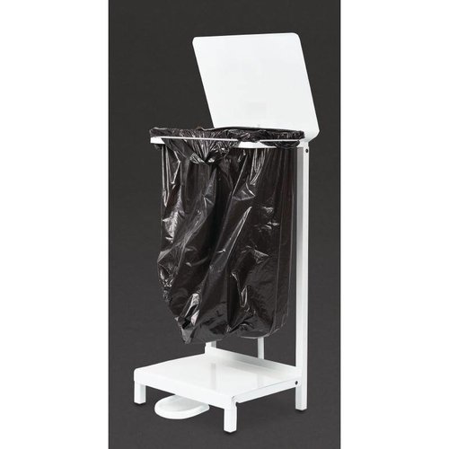 Jantex White Stainless Steel Free Standing Sack Holder, Lift Lid Jantex White Stainless Steel Free Standing Sack Holder, Lift Lid