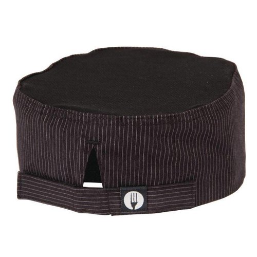 Chef Works Beanie z oddychającej tkaniny twill, czarne, w prążki Chef Works Beanie z oddychającej tkaniny twill, czarne, w prążki