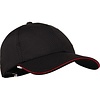 Chef Works Polycotton Baseball Cap, Black with Red Stripe, Cool Vent Chef Works Polycotton Baseball Cap, Black with Red Stripe, Cool Vent
