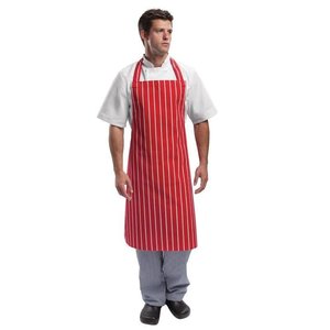 Whites Chefs Clothing Whites Bib Apron  Red And White Stripe Whites Chefs Clothing Whites Bib Apron  Red And White Stripe