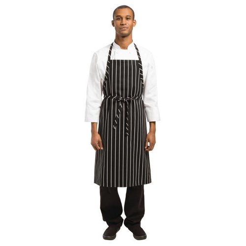 Chef Works Premium Woven Bib Apron Black and White Stripe Chef Works Premium Woven Bib Apron Black and White Stripe
