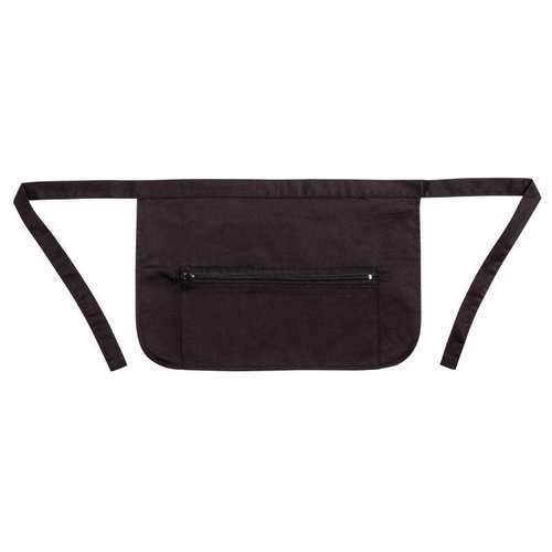 Whites Chefs Clothing Wyprzedaż - Krótka zapaska z kieszenią z zamkiem czarna | 45cm