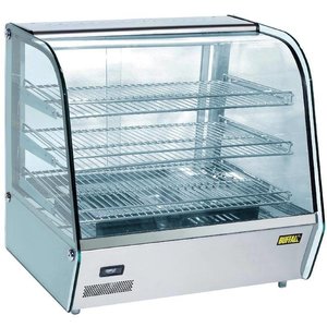 Buffalo Countertop Heating Display 120 L, 3-Level, 1,10 kW, from 30 to 90 °C, with Bent Glass, Silver, Rear Operated Buffalo Countertop Heating Display 120 L, 3-Level, 1,10 kW, from 30 to 90 °C, with Bent Glass, Silver, Rear Operated