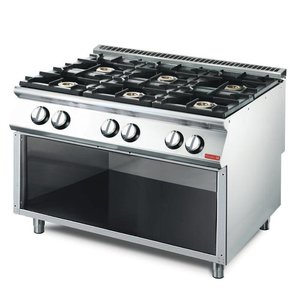 Gastro M Gas Cooker with 6 Burners with Open Base, 33,5 kW Gastro M Gas Cooker with 6 Burners with Open Base, 33,5 kW