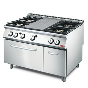 Gastro M Gas Cooker with 4 Burners and Cooking Hob, Gas Oven GN 2/1, 35,5 kW Gastro M Gas Cooker with 4 Burners and Cooking Hob, Gas Oven GN 2/1, 35,5 kW