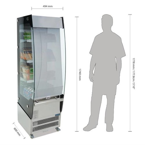 Polar Refrigeration  Refrigerated Display Square, 220 L, from 2°C to 12°C, Stationary, Silver