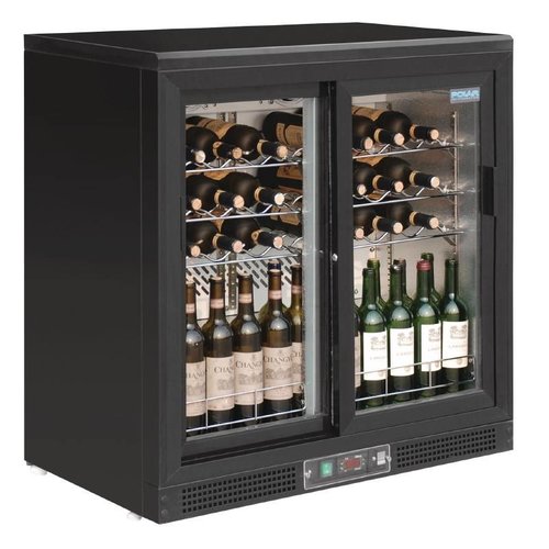 Polar Refrigeration Undercounter 2-Doors Wine Cooler 254 L, 56 Bottles, from 2 °C to 8 °C, Sliding Doors, Black Polar Refrigeration Undercounter 2-Doors Wine Cooler 254 L, 56 Bottles, from 2 °C to 8 °C, Sliding Doors, Black