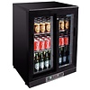 Polar Refrigeration  Chłodziarka barowa z 2 drzwiami suwanymi, od 2 °C do 8 °C, 140 L, czarna 104 butelki
