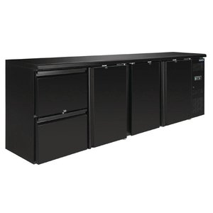 Polar Refrigeration  Triple Hinged Doors Back Bar Cooler with 2 drawers 698 L, from 0 °C to 10 °C, Black