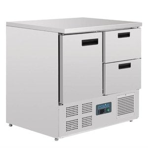 Polar Refrigeration  Single Door Refrigerated Table with 2 Drawers 240 L, from 2 °C to 5 °C, Bottom-Mounted Compressor