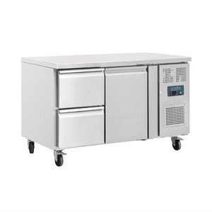 Polar Refrigeration  Single Door Refrigerated Table with 2 Drawers 282 L, from -2 °C to 5 °C, Side-Mounted Compressor Polar Refrigeration  Single Door Refrigerated Table with 2 Drawers 282 L, from -2 °C to 5 °C, Side-Mounted Compressor