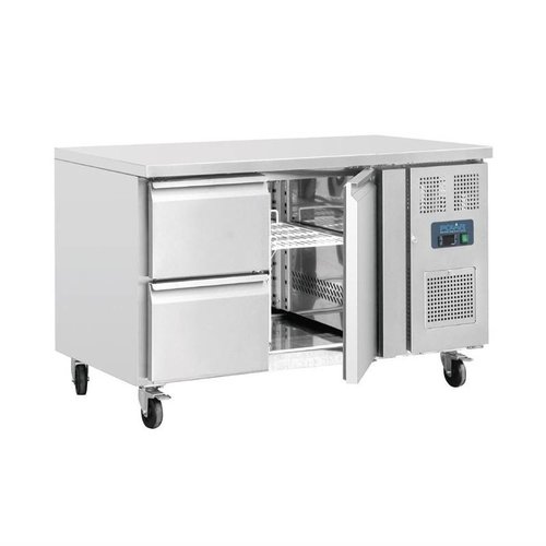 Polar Refrigeration  Stół chłodniczy z drzwiami i 2 szufladami 282 L, od -2 °C do 5 °C, agregat boczny Polar Refrigeration  Stół chłodniczy z drzwiami i 2 szufladami 282 L, od -2 °C do 5 °C, agregat boczny