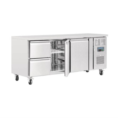 Polar Refrigeration Stół chłodniczy z 2-drzwiami i 2 szufladami 417 L, od -2 °C do 5 °C, agregat boczny Polar Refrigeration Stół chłodniczy z 2-drzwiami i 2 szufladami 417 L, od -2 °C do 5 °C, agregat boczny