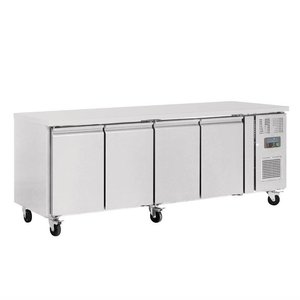 Polar Refrigeration  Four Door Refrigerated Table 449 L, from -2 °C to 5 °C, Side-Mounted Compressor Polar Refrigeration  Four Door Refrigerated Table 449 L, from -2 °C to 5 °C, Side-Mounted Compressor