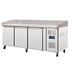 Polar Refrigeration  Tripple Doors Pizza Prep Table, 634 L, with Marble Top and Extension, Side-Mounted Compressor