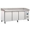 Polar Refrigeration Stół do pizzy 3-drzwiowy 634 L, z blatem marmurowym i nadstawą, agregat z prawej strony Polar Refrigeration Stół do pizzy 3-drzwiowy 634 L, z blatem marmurowym i nadstawą, agregat z prawej strony