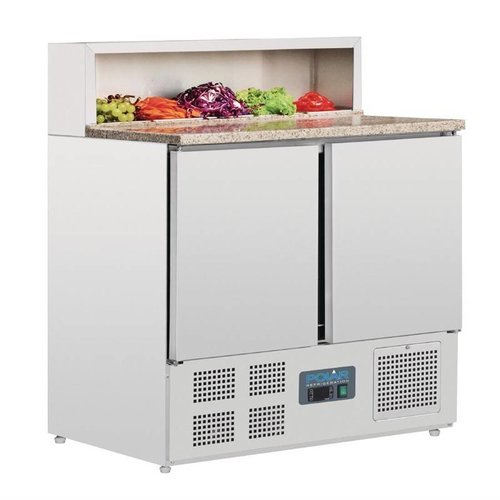 Polar Refrigeration Stół do pizzy 2-drzwiowy 288 L, 5 x GN 1/6 z blatem marmurowym, agregat na dole Polar Refrigeration Stół do pizzy 2-drzwiowy 288 L, 5 x GN 1/6 z blatem marmurowym, agregat na dole