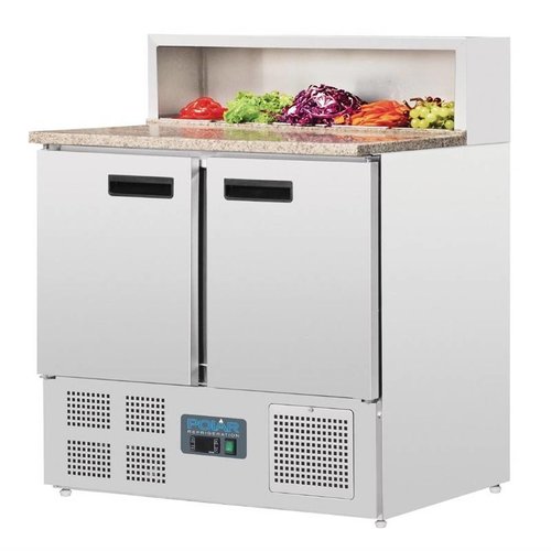 Polar Refrigeration Stół do pizzy 2-drzwiowy 288 L, 5 x GN 1/6 z blatem marmurowym, agregat na dole Polar Refrigeration Stół do pizzy 2-drzwiowy 288 L, 5 x GN 1/6 z blatem marmurowym, agregat na dole