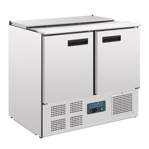 Polar Refrigeration  Stół chłodniczy sałatkowy 2-drzwiowy 2x 1/1 GN + 2x 1/4 GN, 240 L, od 2 °C do 8 °C, agregat na dole