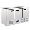 Polar Refrigeration 3-doors Salad Prep Table 4x GN 1/4, 368 L, 2 °C to 8 °C, Bottom-Mounted Compressor Polar Refrigeration 3-doors Salad Prep Table 4x GN 1/4, 368 L, 2 °C to 8 °C, Bottom-Mounted Compressor