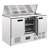 Polar Refrigeration 3-doors Salad Prep Table 4x GN 1/4, 368 L, 2 °C to 8 °C, Bottom-Mounted Compressor Polar Refrigeration 3-doors Salad Prep Table 4x GN 1/4, 368 L, 2 °C to 8 °C, Bottom-Mounted Compressor