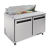 Polar Refrigeration  2-doors Salad Prep Table 12x 1/6 GN with Top Unit and Polypropylene Cutting Board, 405 L, 2 °C to 5 °C, Side-Mounted Compressor