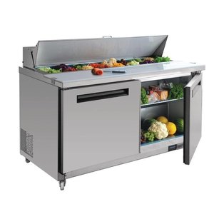 Polar Refrigeration  2-doors Salad Prep Table 16x 1/6 GN with Top Unit and Polypropylene Cutting Board, 527 L, 2 °C to 5 °C,