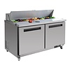 Polar Refrigeration 2-doors Salad Prep Table 16x 1/6 GN with Top Unit and Polypropylene Cutting Board, 527 L, 2 °C to 5 °C, Polar Refrigeration 2-doors Salad Prep Table 16x 1/6 GN with Top Unit and Polypropylene Cutting Board, 527 L, 2 °C to 5 °C,
