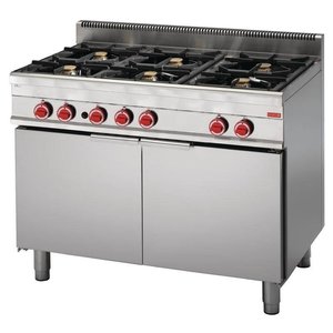Gastro M Gas Cooker with 6 Burners, CupBoard and Convection Oven, 33,3 kW Gastro M Gas Cooker with 6 Burners, CupBoard and Convection Oven, 33,3 kW