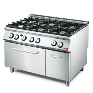 Gastro M Gas Cooker with 6 Burners, CupBoard and Gas Oven, 41,5 kW Gastro M Gas Cooker with 6 Burners, CupBoard and Gas Oven, 41,5 kW