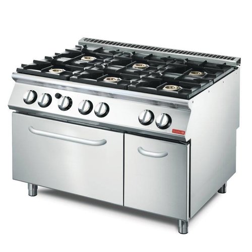 Gastro M Gas Cooker with 6 Burners, CupBoard and Gas Oven, 41,5 kW Gastro M Gas Cooker with 6 Burners, CupBoard and Gas Oven, 41,5 kW