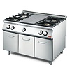 Gastro M Gas Cooker with 4 Burners with Hot Plate on an Open Base, 23,9 kW