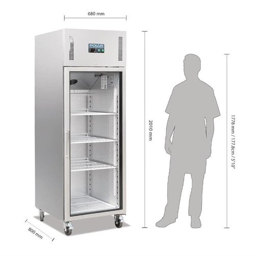 Polar Refrigeration  Upright Glass Door Refrigerator GN 2/1, 600 L, 2 °C to 8 °C Polar Refrigeration  Upright Glass Door Refrigerator GN 2/1, 600 L, 2 °C to 8 °C