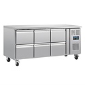 Polar Refrigeration  Refrigerated Table with 6 Drawers 465 L, GN, 1/1 from -2 °C to 8 °C, Side-Mounted Compressor