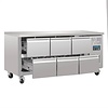 Polar Refrigeration  Refrigerated Table with 6 Drawers 465 L, GN, 1/1 from -2 °C to 8 °C, Side-Mounted Compressor