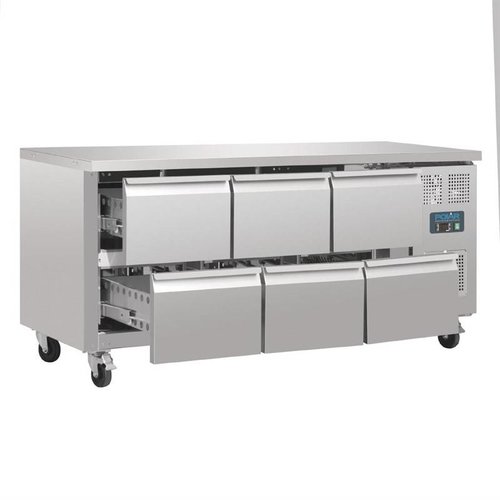 Polar Refrigeration  Stół chłodniczy z 6 szufladami 465 L, GN 1/1, od -2 °C do 8 °C, agregat boczny Polar Refrigeration  Stół chłodniczy z 6 szufladami 465 L, GN 1/1, od -2 °C do 8 °C, agregat boczny