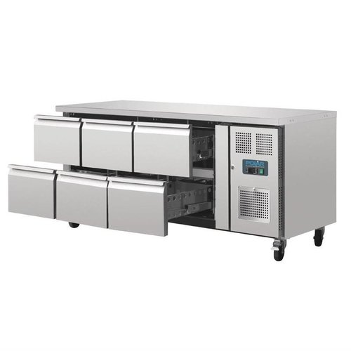 Polar Refrigeration  Stół chłodniczy z 6 szufladami 465 L, GN 1/1, od -2 °C do 8 °C, agregat boczny Polar Refrigeration  Stół chłodniczy z 6 szufladami 465 L, GN 1/1, od -2 °C do 8 °C, agregat boczny