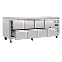 Polar Refrigeration  Refrigerated Table with 8 Drawers 616 L, GN 1/1 from -2 °C to 8 °C, Side-Mounted Compressor